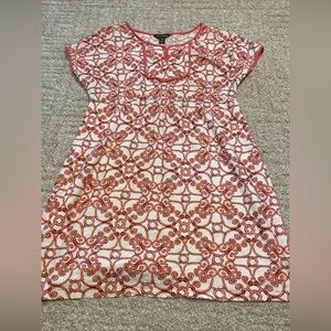 Tommy Bahama Pink White Cotton Summer Dress Coverup Size Large Pullover